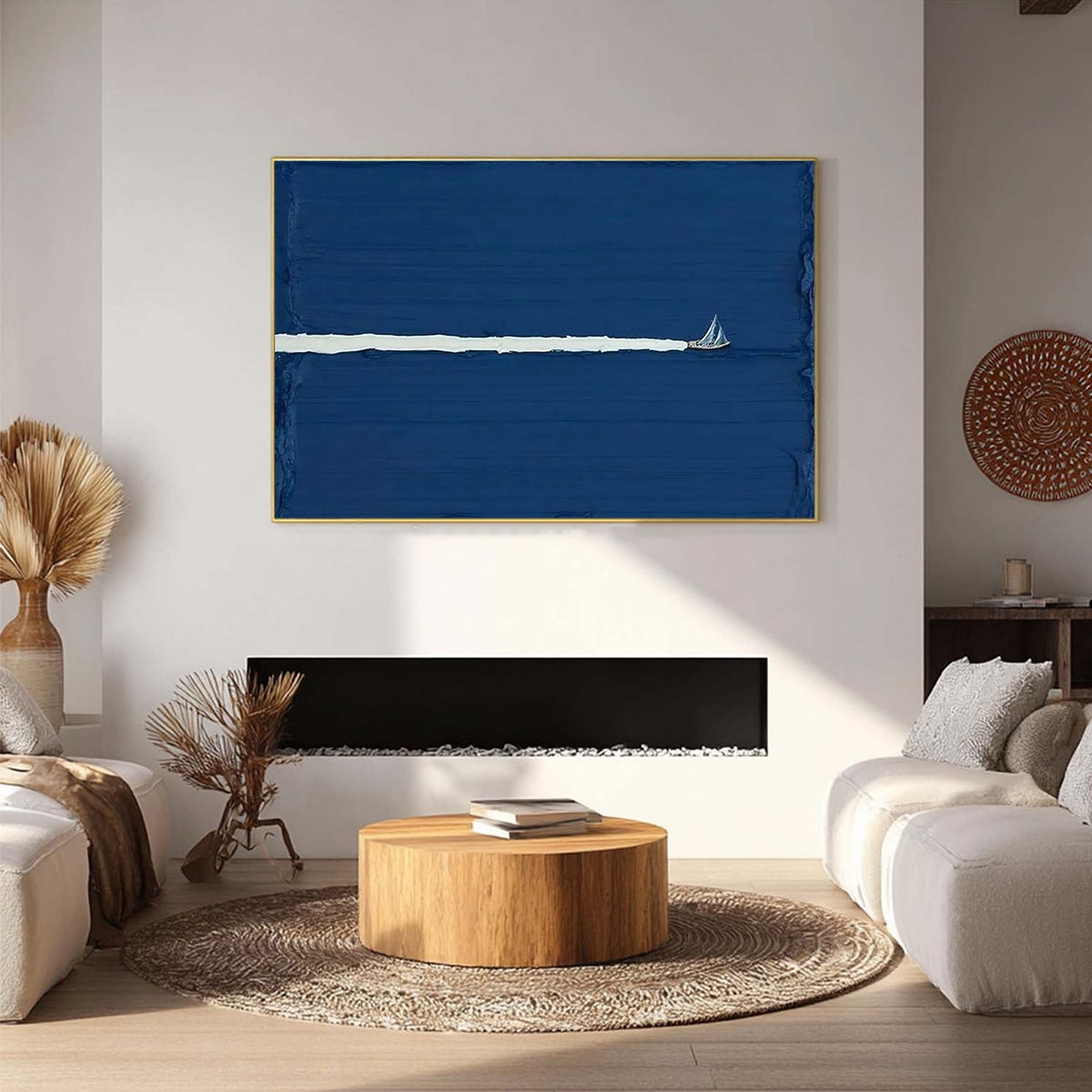 SILENT WAKE: Minimalist Sailboat Seascape Oil Painting