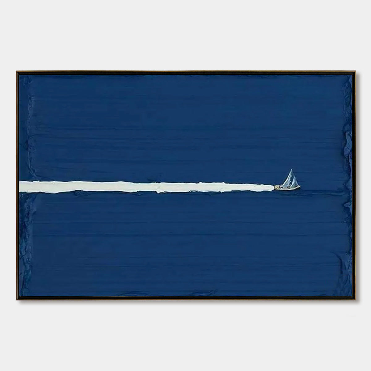SILENT WAKE: Minimalist Sailboat Seascape Oil Painting