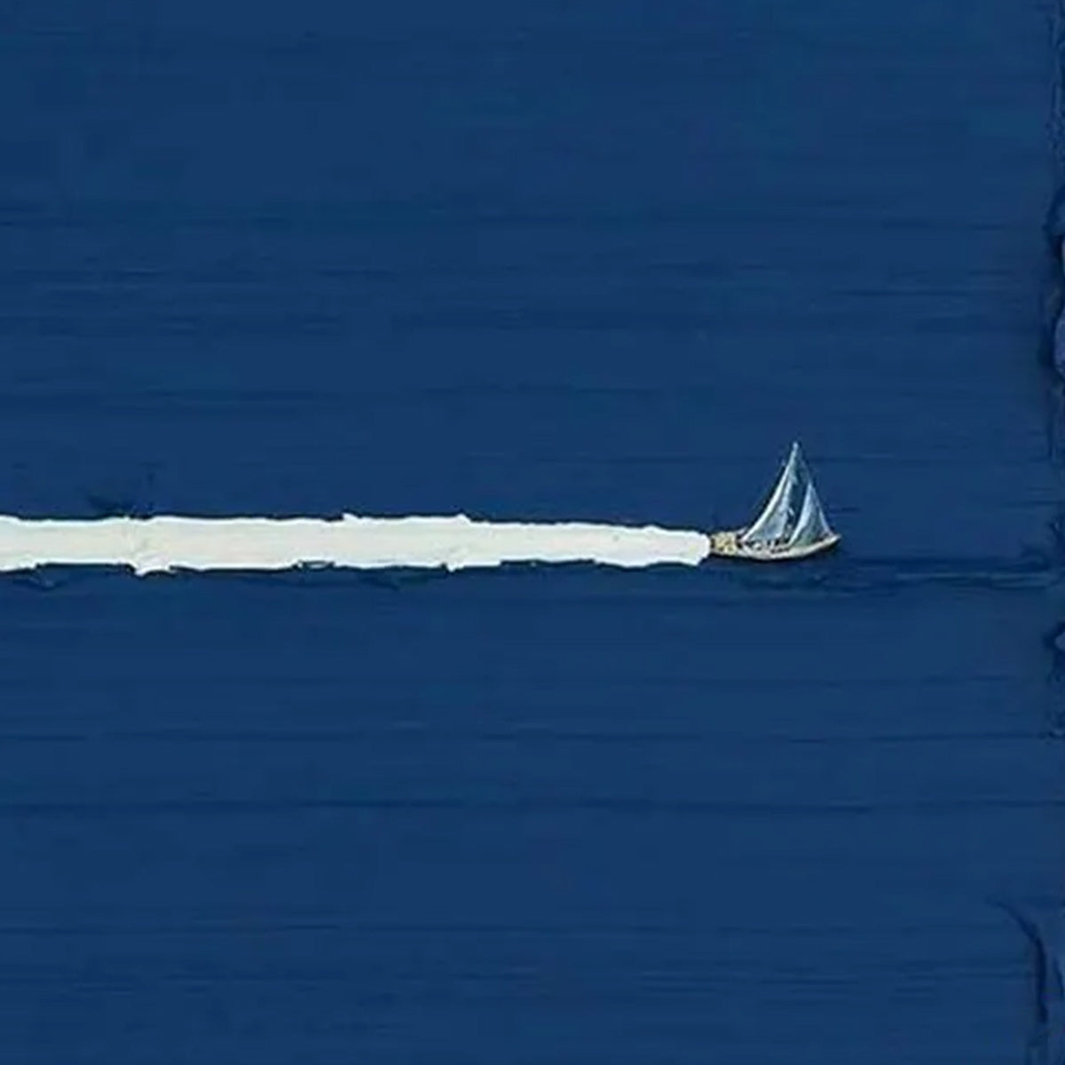 SILENT WAKE: Minimalist Sailboat Seascape Oil Painting