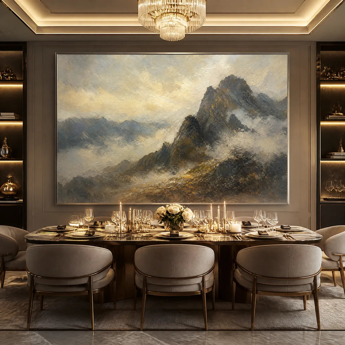 SILVER RIDGE: Moody Mountain Landscape Painting