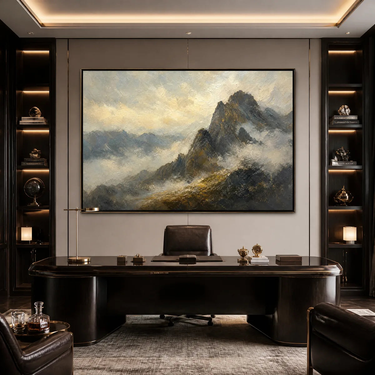 SILVER RIDGE: Moody Mountain Landscape Painting