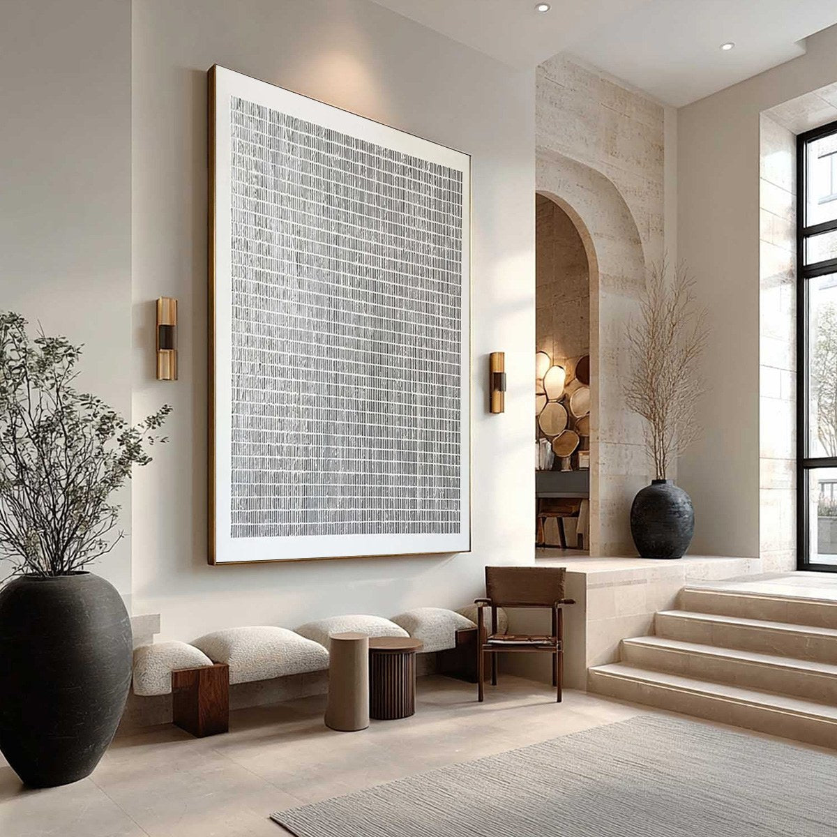 SILVER LININGS: Textured Minimalist Abstract Oil Painting