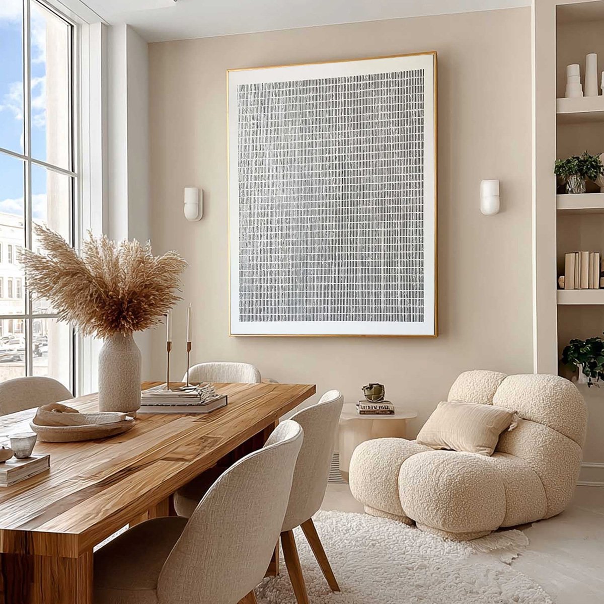 SILVER LININGS: Textured Minimalist Abstract Oil Painting