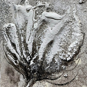 SILVER MIST- Minimalist Floral Oil Painting in Silver and Grey