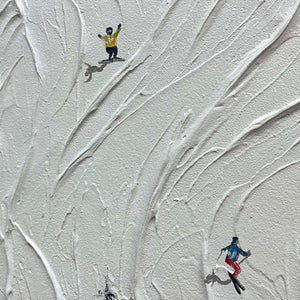 SNOWY CARVE- Textured White Skiing Landscape Painting1
