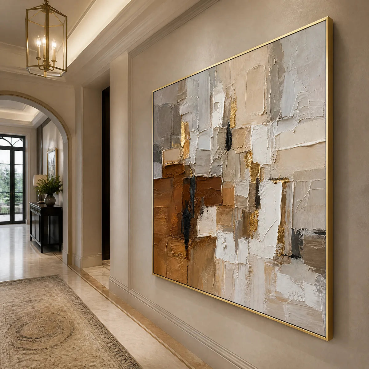 SOFT CUBES: Neutral Cubist Abstract Oil Painting