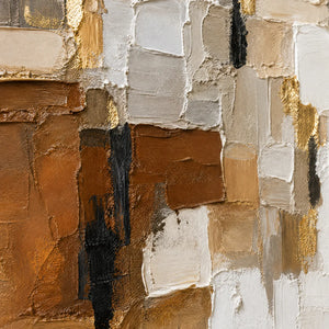 SOFT CUBES: Neutral Cubist Abstract Oil Painting