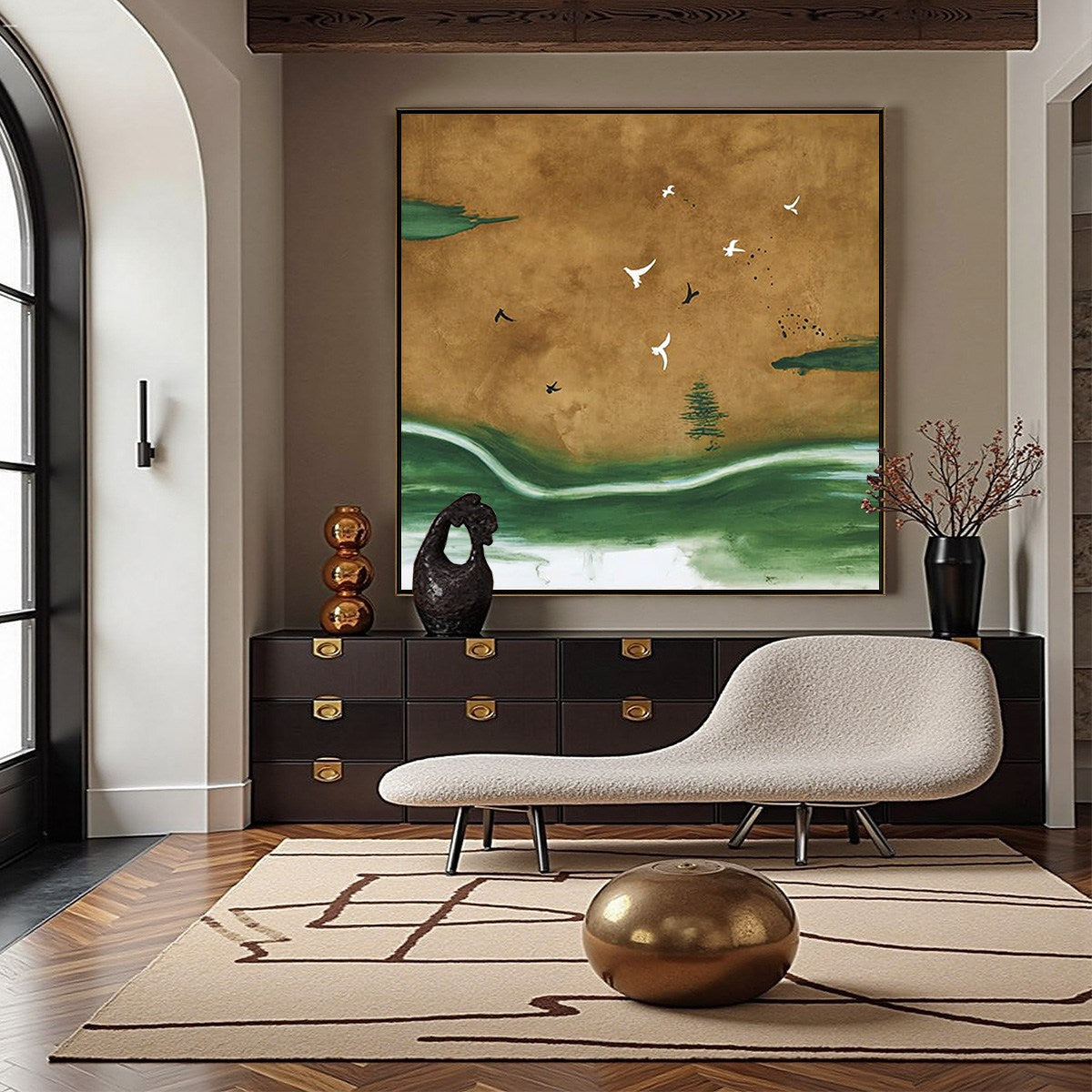 SOJOURN: Minimalist Wabi-Sabi Landscape with Birds