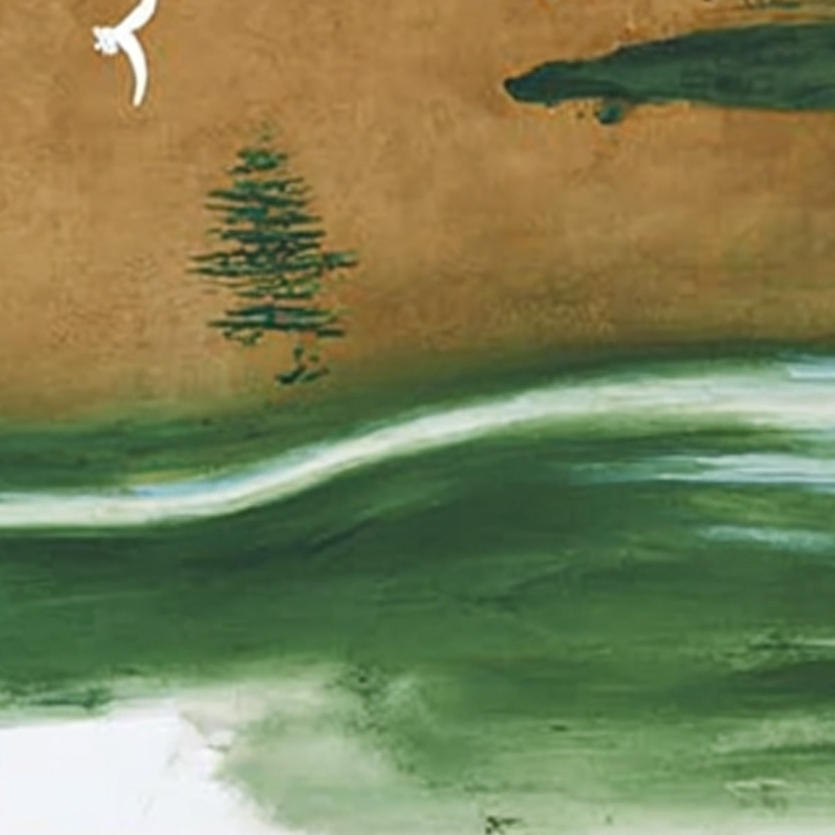 Original handmade abstract wall art "Sojourn": minimalist Wabi-Sabi landscape with birds.