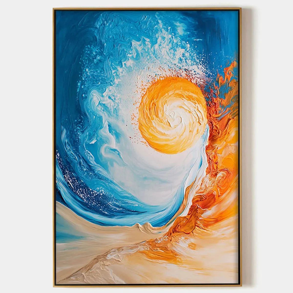 Abstract Ocean Sunrise Impasto Oil Painting