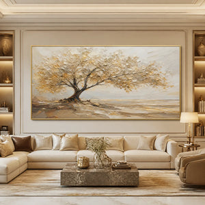 SOLITARY SAND TREE: Beige Lone Tree Landscape