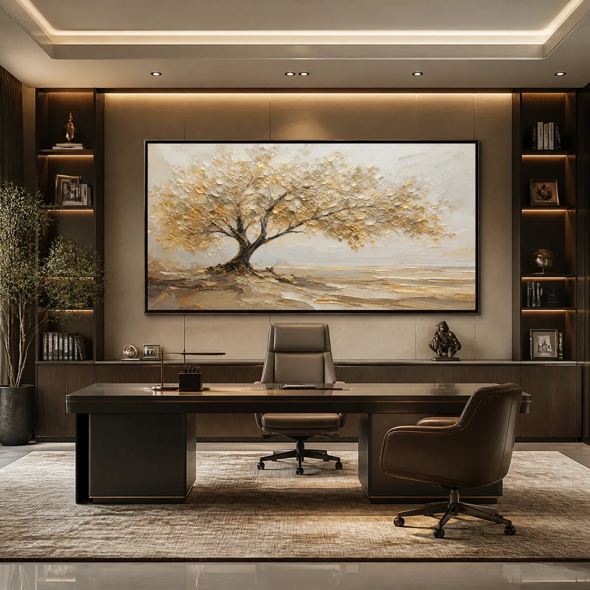 SOLITARY SAND TREE: Beige Lone Tree Landscape