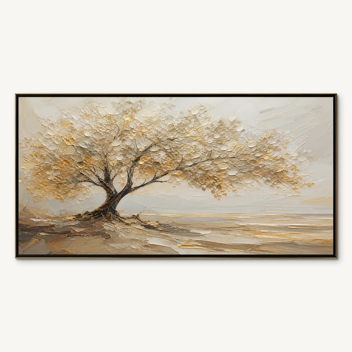 SOLITARY SAND TREE: Beige Lone Tree Landscape
