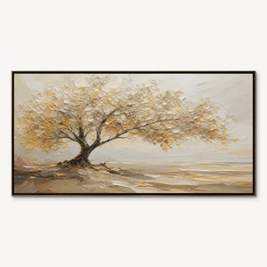 SOLITARY SAND TREE: Beige Lone Tree Landscape