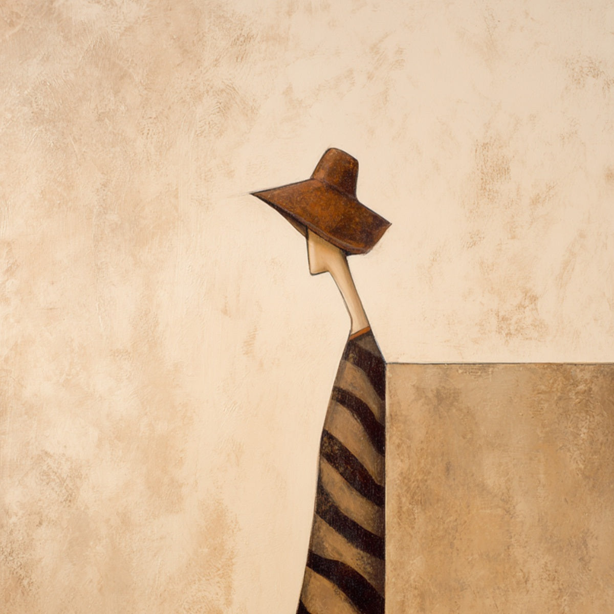 SOLITUDE: Minimalist Figurative Painting in Earthy Tones