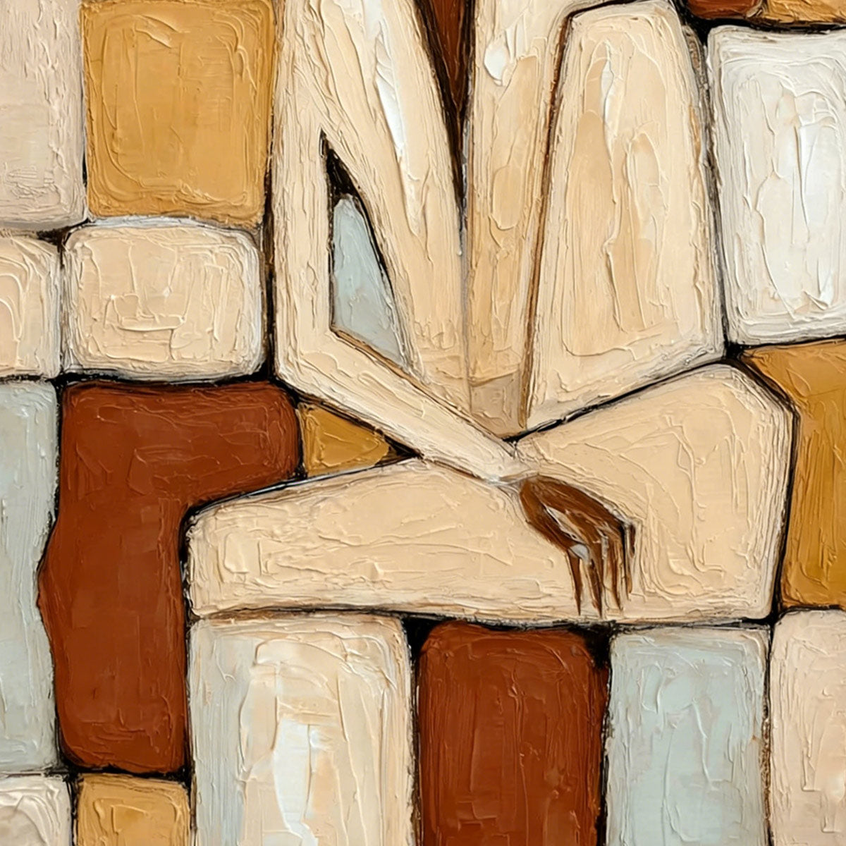 SOLITUDE: Textured Abstract Figurative Painting in Earth Tones