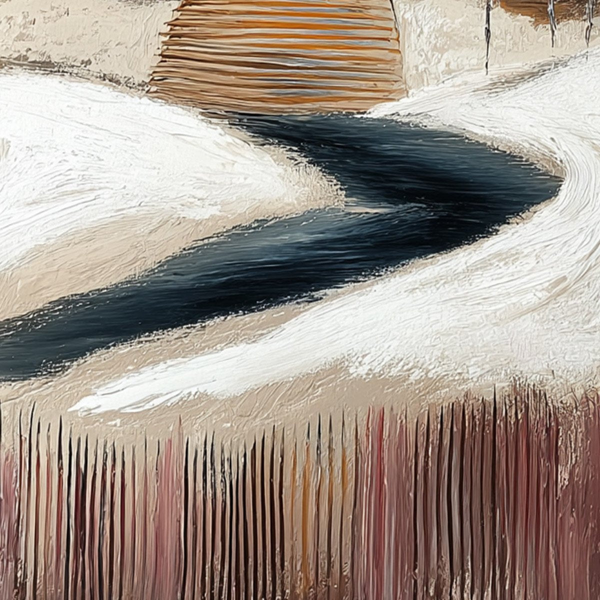 SOLITUDE: Textured Figurative Painting of a Woman in a Winterscape