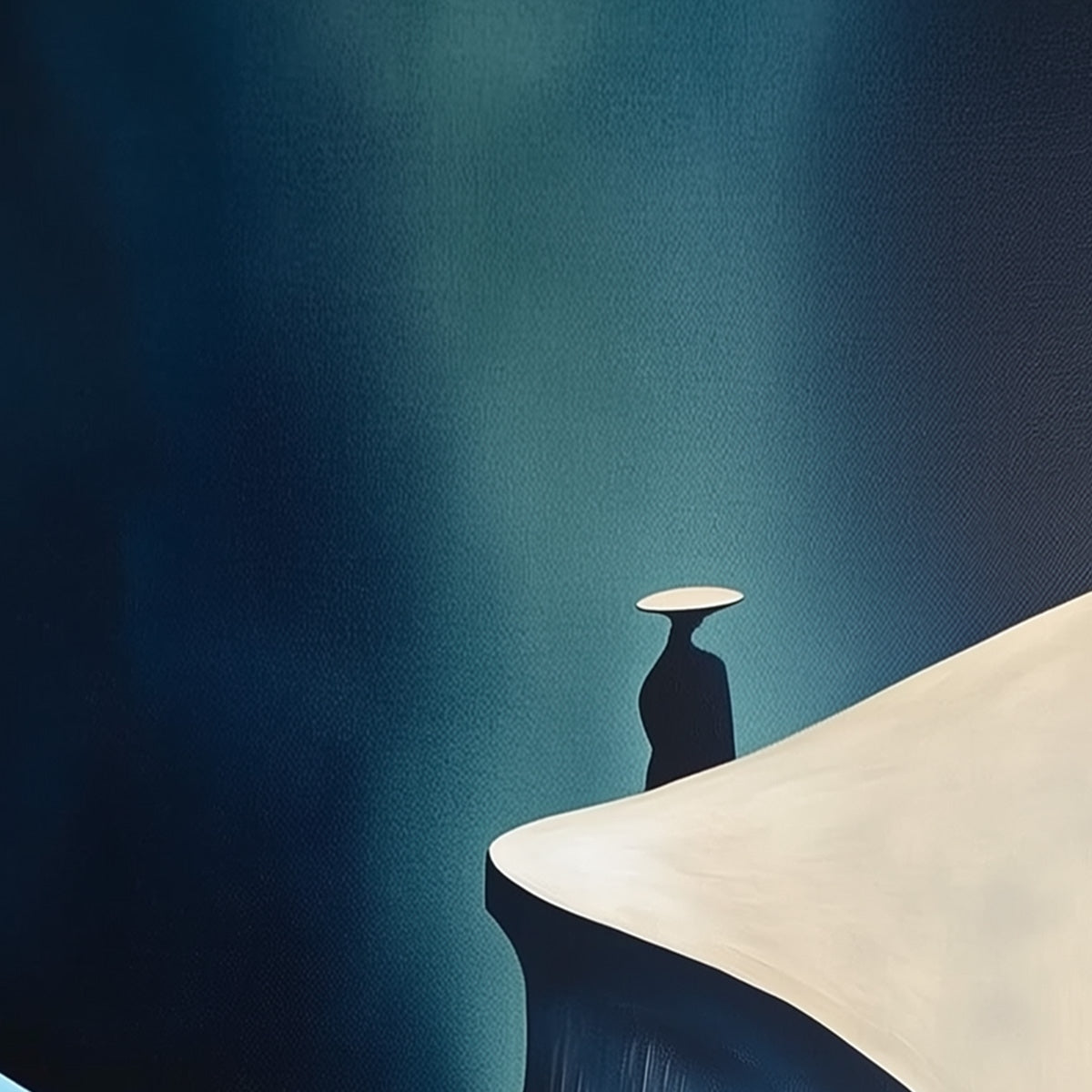 SOLITUDE'S EDGE: Minimalist Abstract Landscape with Figure Painting