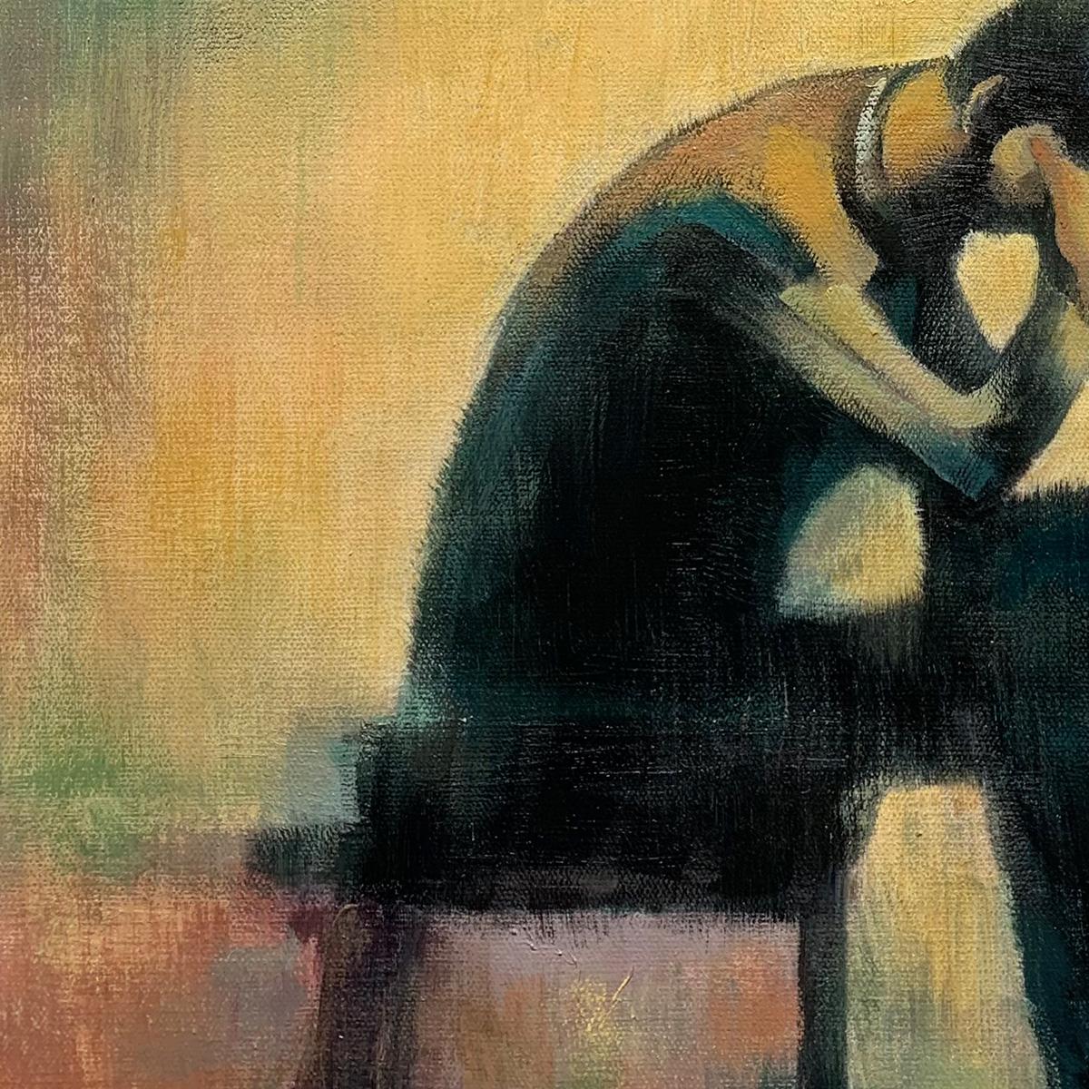 Solitude Sonata: Expressive Figurative Piano Oil Painting