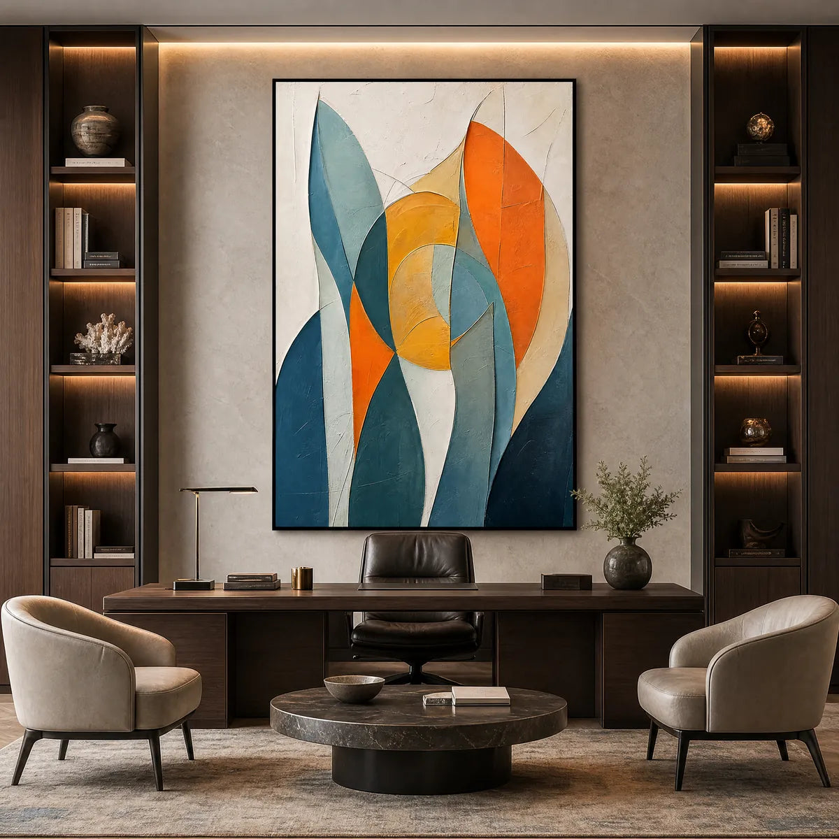 SOLSTICE: Textured Geometric Abstract Oil Painting