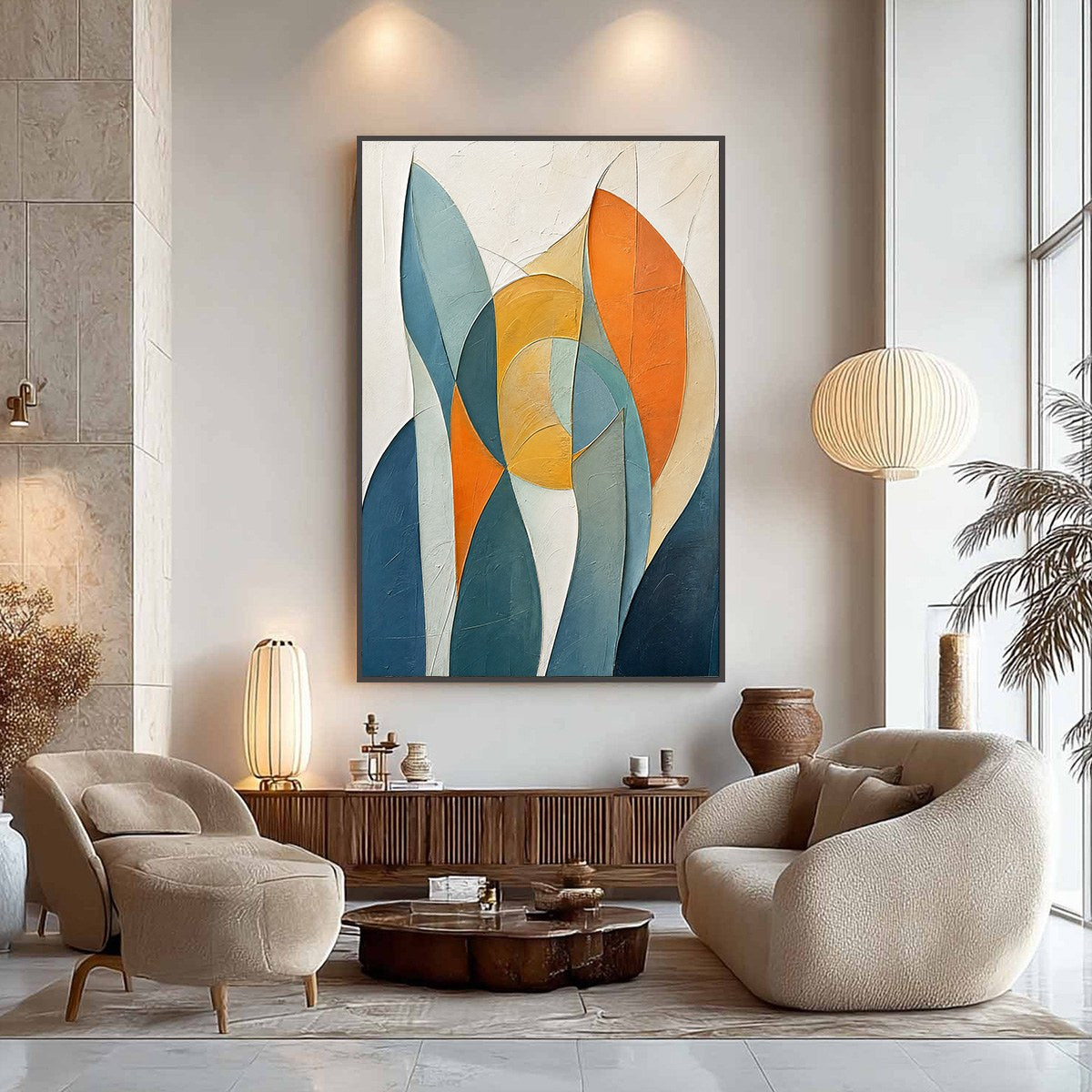 SOLSTICE: Textured Geometric Abstract Oil Painting