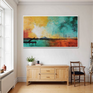 SONATA HORIZON: Vibrant Abstract Landscape Oil Painting