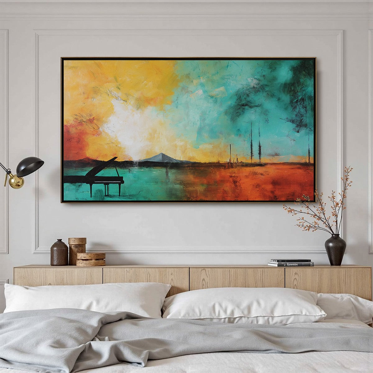 SONATA HORIZON: Vibrant Abstract Landscape Oil Painting