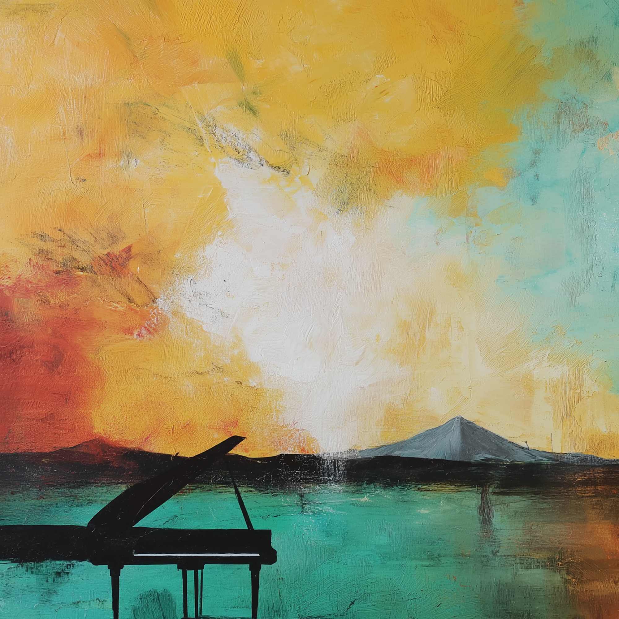 SONATA HORIZON: Vibrant Abstract Landscape Oil Painting