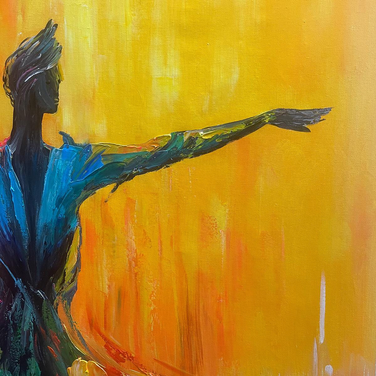 SOULFLIGHT- Textured Impasto Figurative Oil Painting of Dancer