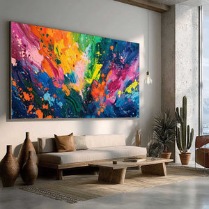 SPECTRUM SURGE: Vibrant Abstract Textured Oil Painting