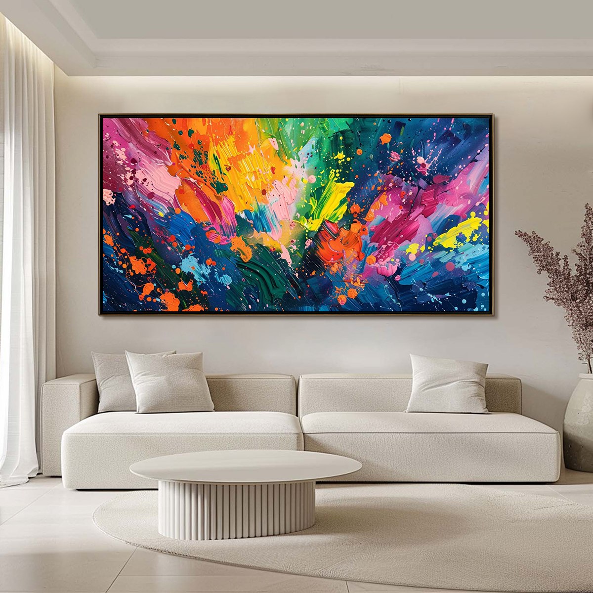 SPECTRUM SURGE: Vibrant Abstract Textured Oil Painting