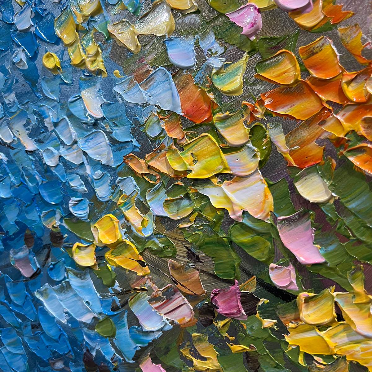 Spectrum of Joy: Original Impasto Tree Oil Painting - Colorful