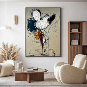 SPONTANEOUS BLOOM: Large Abstract Floral Impasto Oil Painting on Canvas