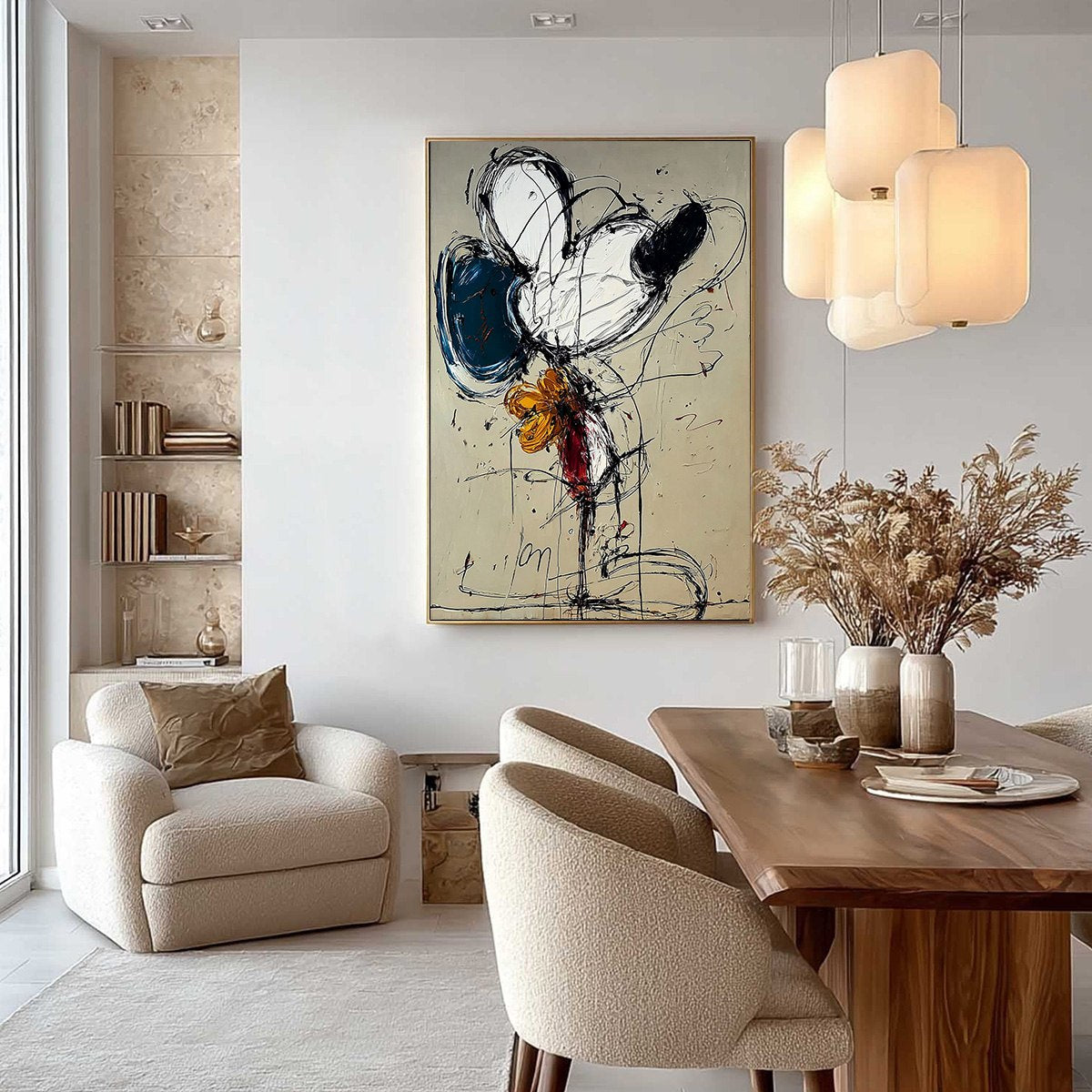 SPONTANEOUS BLOOM: Large Abstract Floral Impasto Oil Painting on Canvas