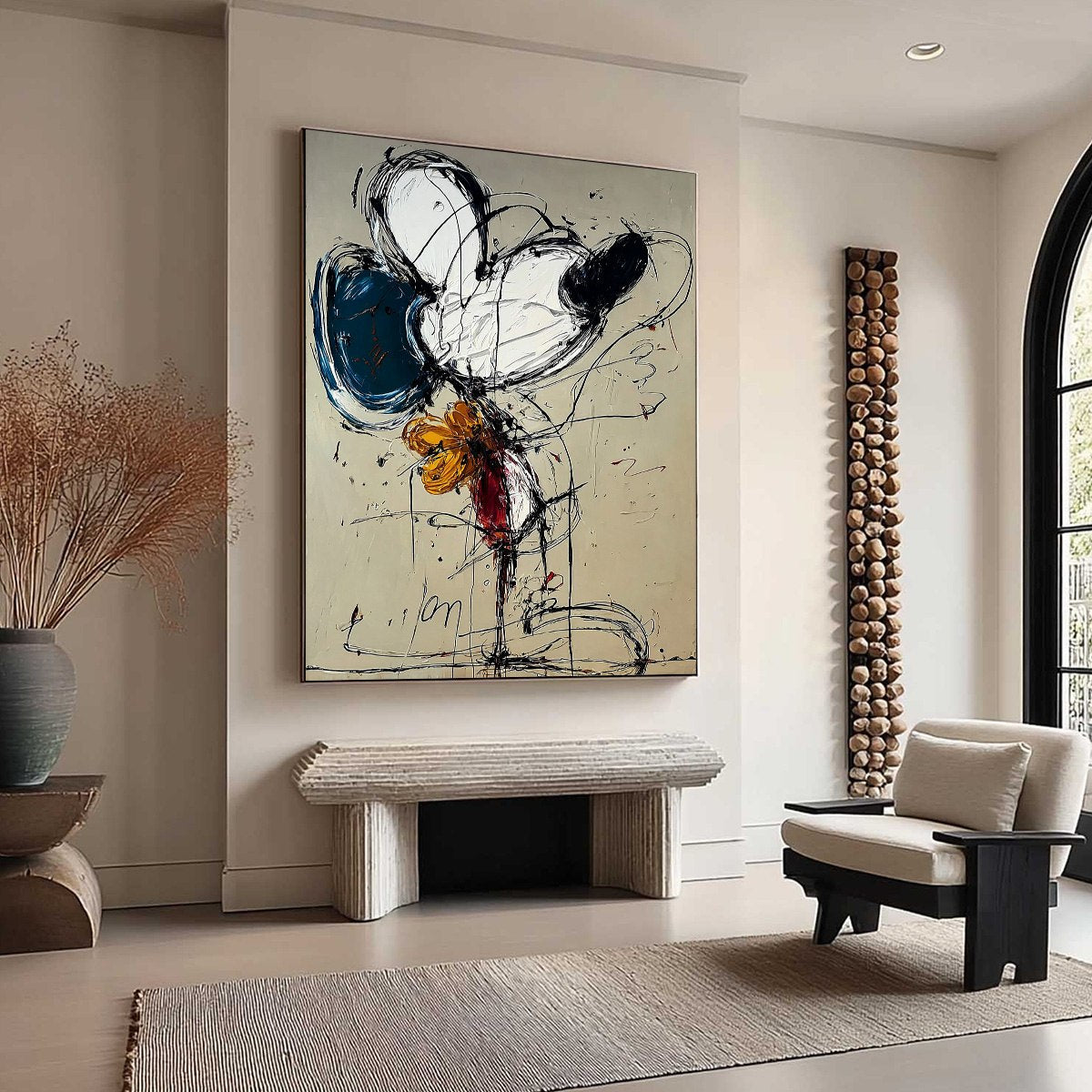 SPONTANEOUS BLOOM: Large Abstract Floral Impasto Oil Painting on Canvas