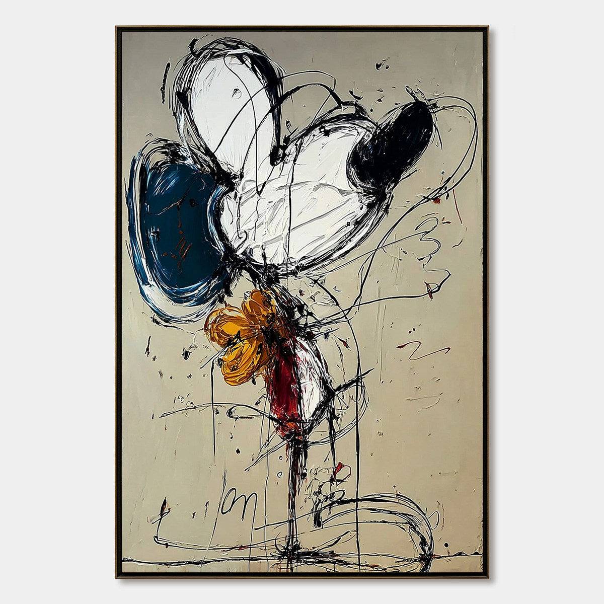 SPONTANEOUS BLOOM: Large Abstract Floral Impasto Oil Painting on Canvas