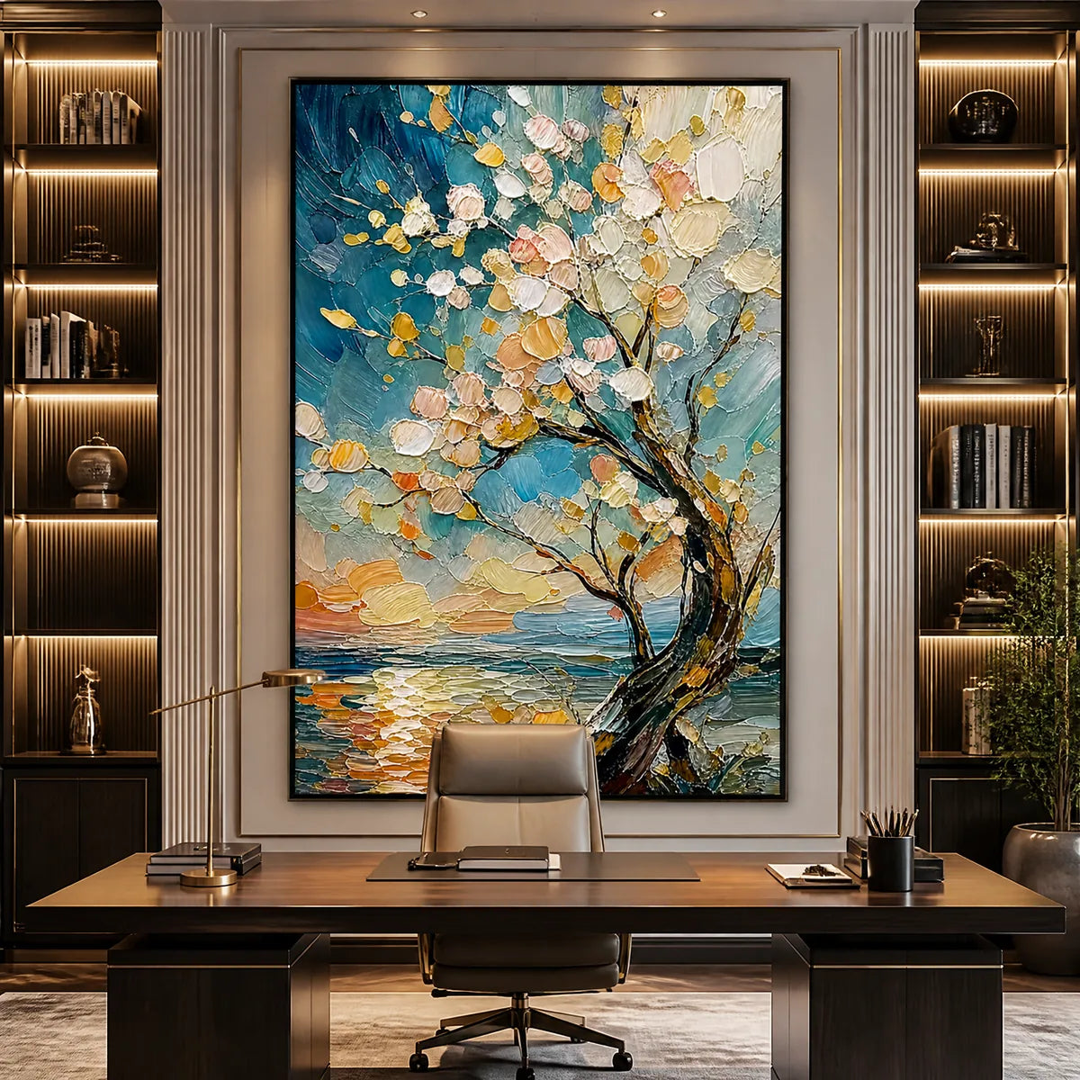 SPRINGTIDE TREE: Blossom Tree Seascape Painting