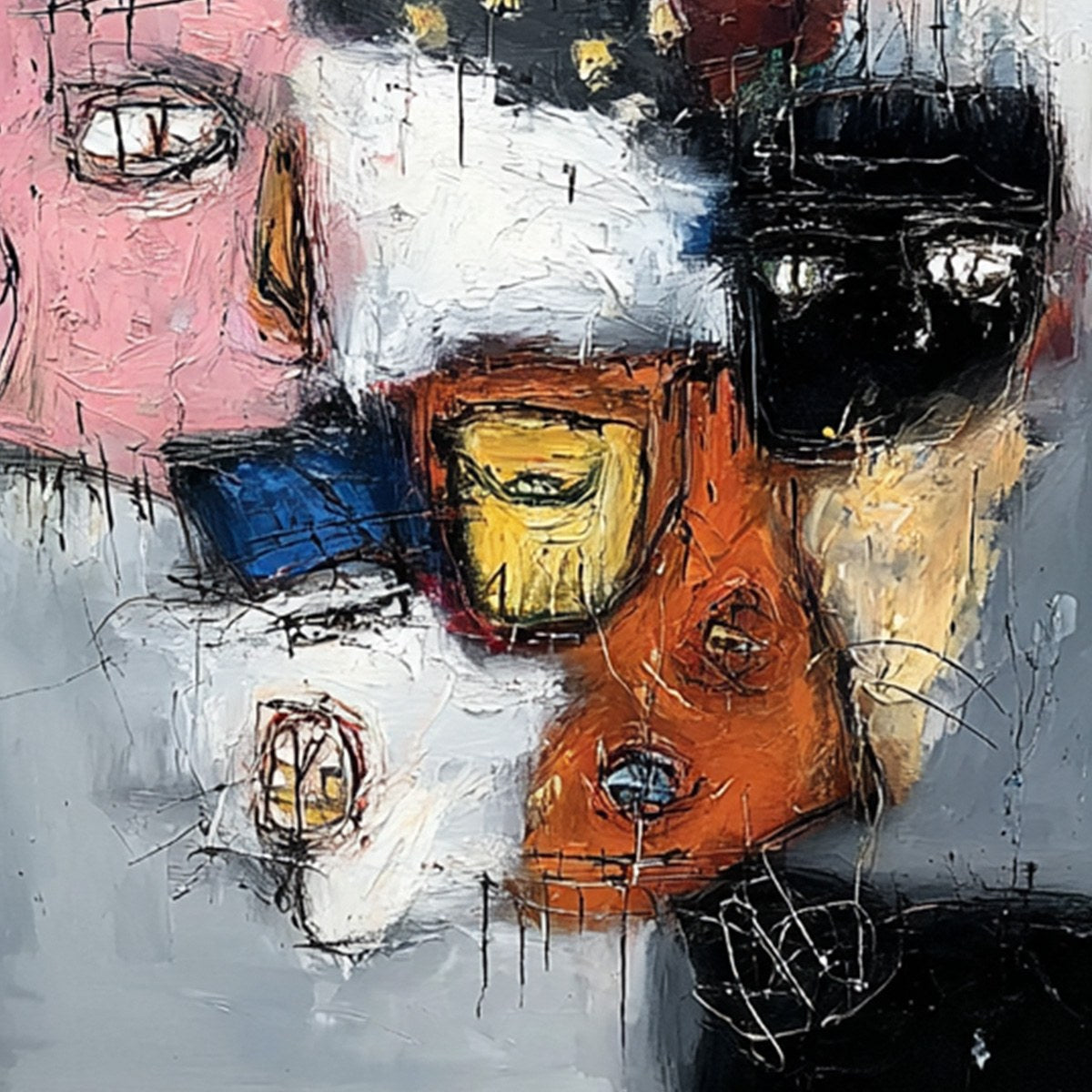 STATIC: Expressive Neo-Expressionist Abstract Faces Painting