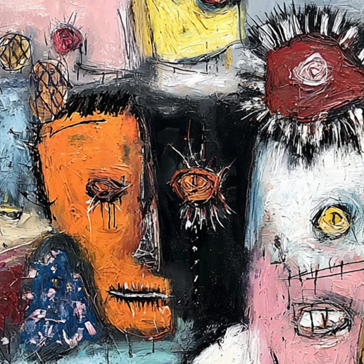 STATIC: Expressive Neo-Expressionist Abstract Faces Painting