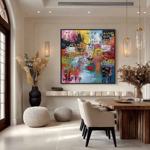 STATIC MIND: Colorful Abstract Impasto Portrait Wall Art