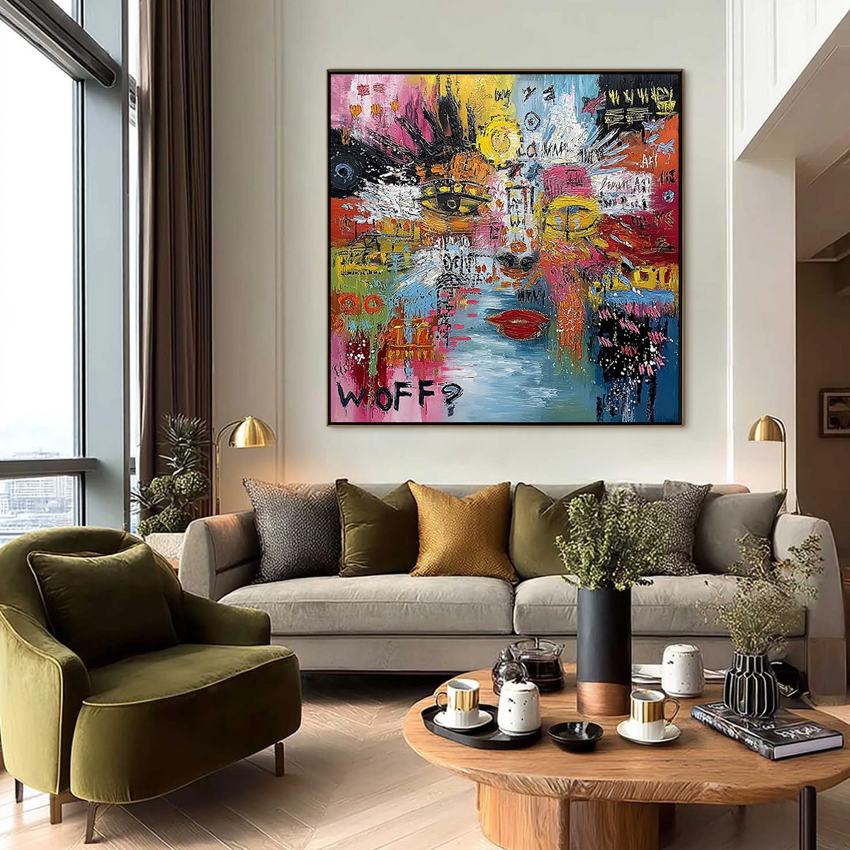 STATIC MIND: Colorful Abstract Impasto Portrait Wall Art