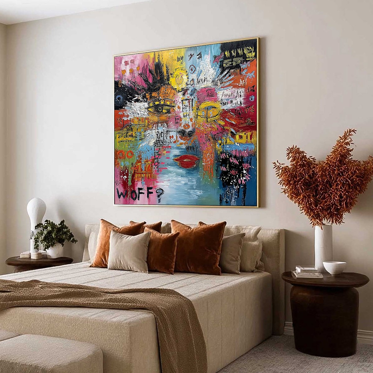 STATIC MIND: Colorful Abstract Impasto Portrait Wall Art