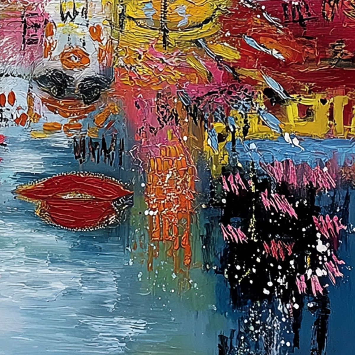 STATIC MIND: Colorful Abstract Impasto Portrait Wall Art