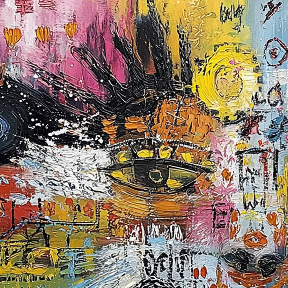 STATIC MIND: Colorful Abstract Impasto Portrait Wall Art