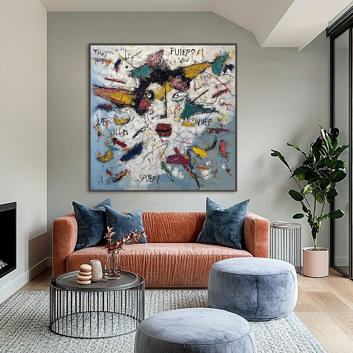 STATIC MIND: Colorful Textured Abstract Expressionist Wall Art