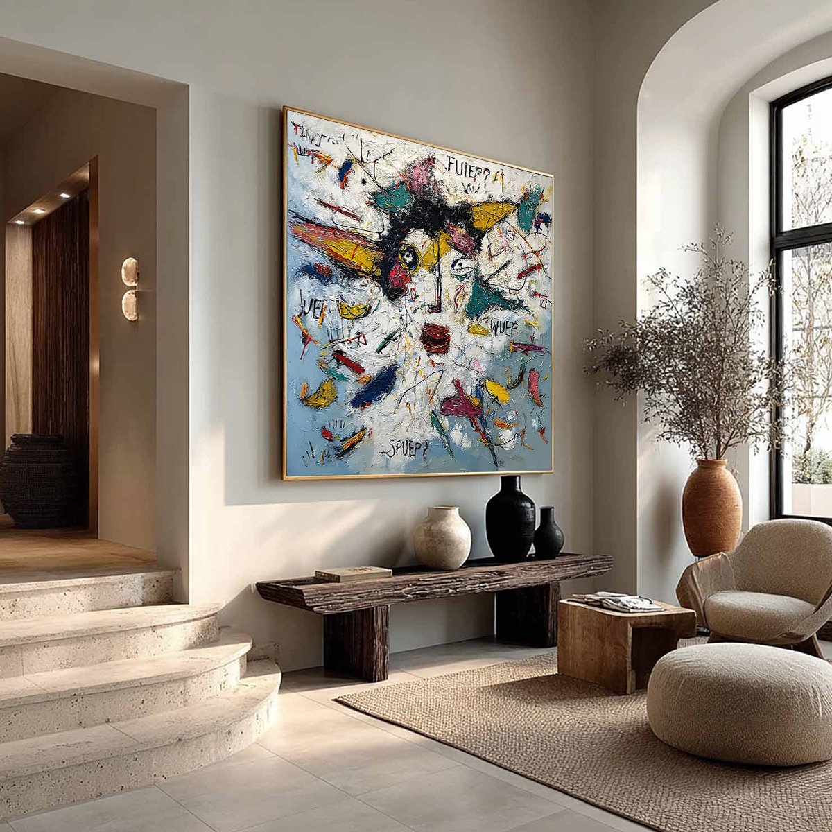 STATIC MIND: Colorful Textured Abstract Expressionist Wall Art