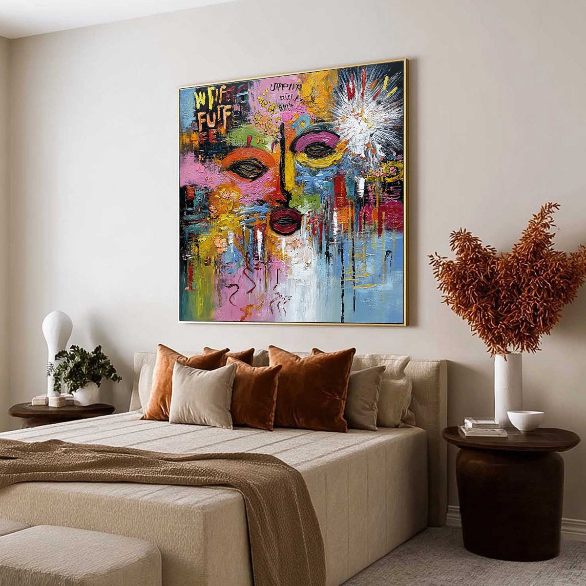 STATIC REVERIE: Colorful Abstract Face Impasto Palette Knife Painting