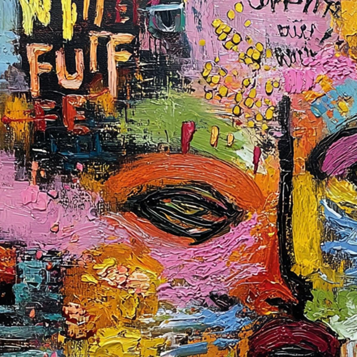 STATIC REVERIE: Colorful Abstract Face Impasto Palette Knife Painting