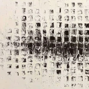 STATIC RHYTHM: Textured Black and White Minimalist Abstract Painting