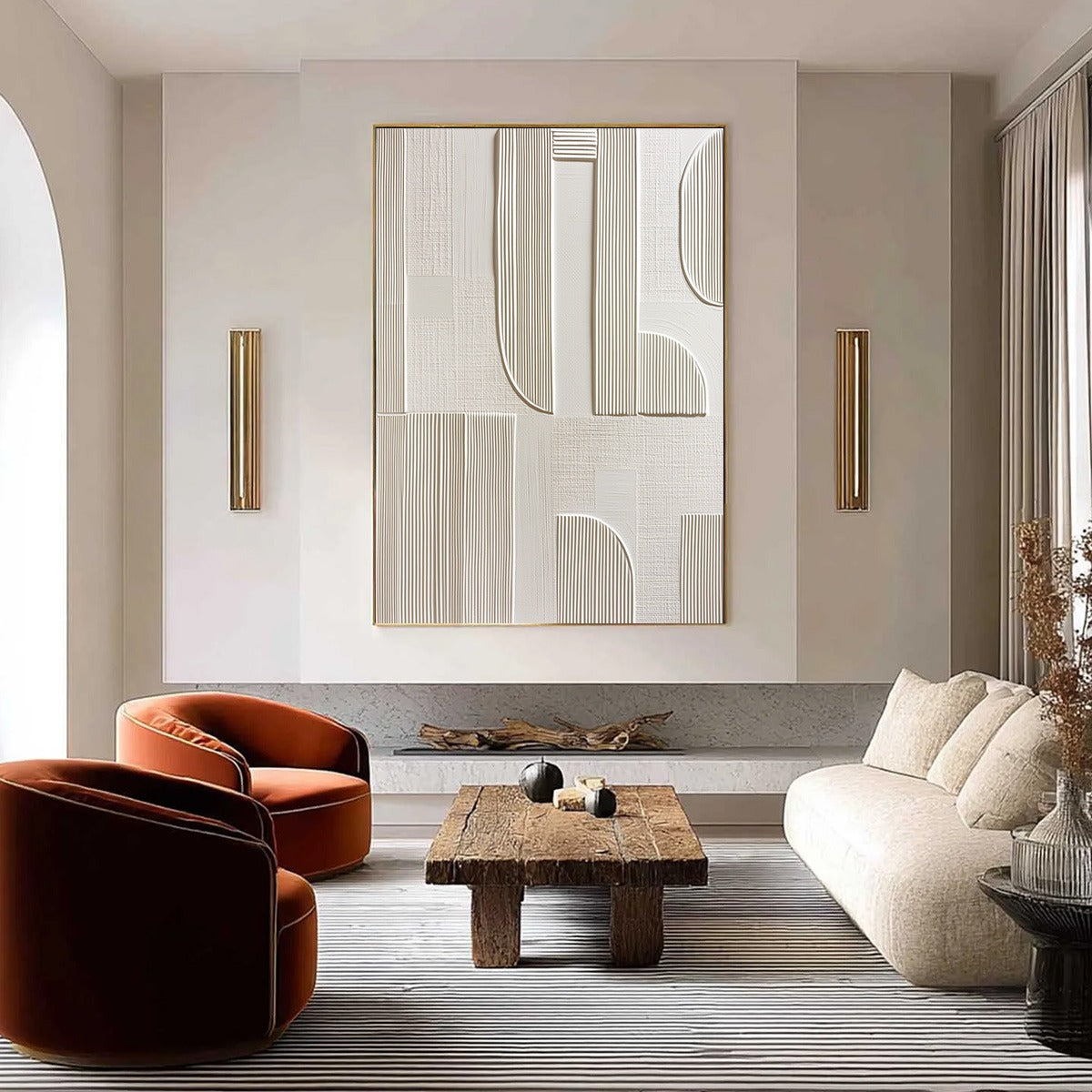 STATIC RHYTHM: Textured White Minimalist Abstract Wall Art